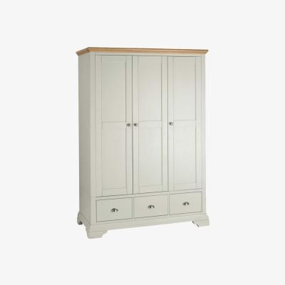 Barker and Stonehouse Carrington Triple Wardrobe, Soft Grey and Oak