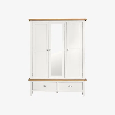 Barker and Stonehouse Althorp Large 3 Door Wardrobe, White Oak Wood | Barker & Stonehouse