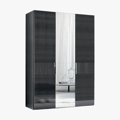 Barker and Stonehouse Borgia 3 Door Wardrobe, Grey High Gloss