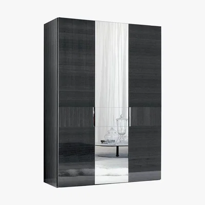 Barker and Stonehouse Borgia 3 Door Wardrobe, Grey High Gloss