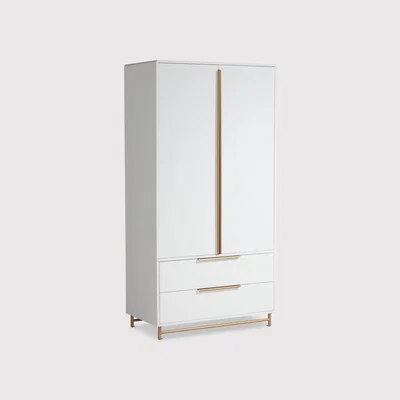 Barker and Stonehouse Gemini Large Wardrobe With 2 Drawers, White | Barker & Stonehouse