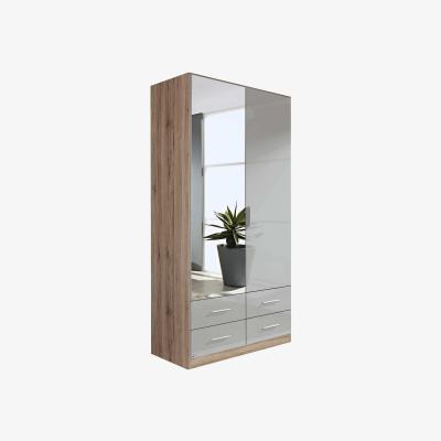 Barker and Stonehouse Moritz 2 Door 4 Drawer Hinged Wardrobe, Grey Wood | Barker & Stonehouse