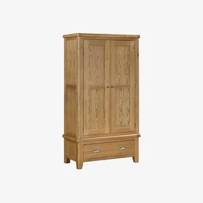 Barker and Stonehouse Raithwaite 2 Door 1 Drawer Wardrobe 110x57x200cm, Brown Oak | Barker & Stonehouse