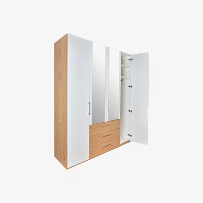 Barker and Stonehouse Modello 3 Drawer Hinged Wardrobe, White Wood | W180.1cm | Barker & Stonehouse