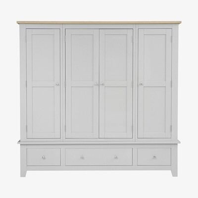The Cotswold Company Chester Dove Grey Four Door Wardrobe