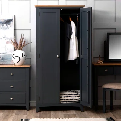Chiltern Oak Furniture Gloucester Midnight Grey Painted Double Wardrobe