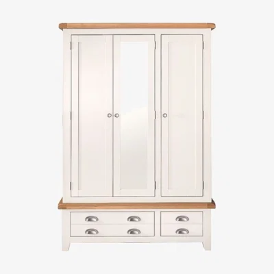 Chiltern Oak Furniture Hampshire Ivory Painted Oak Triple Wardrobe