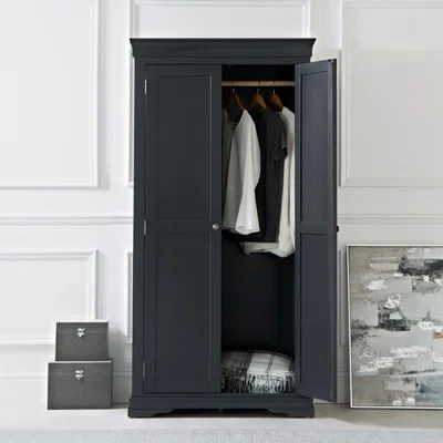 Chiltern Oak Furniture Florence Midnight Grey Painted Double Wardrobe