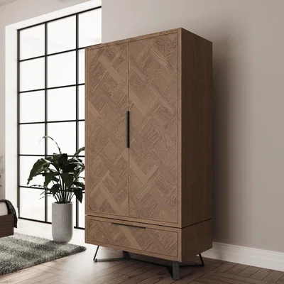 Chiltern Oak Furniture Industrial Oak 2 Door Wardrobe