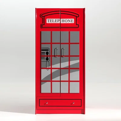 Cuckooland Red Telephone Box Double Wardrobe