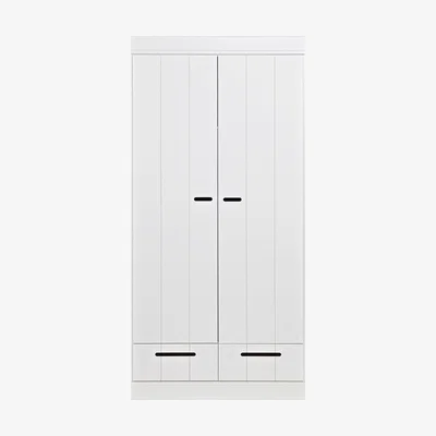 Cuckooland Connect Contemporary 2 Door Wardrobe with Drawers in White by Woood