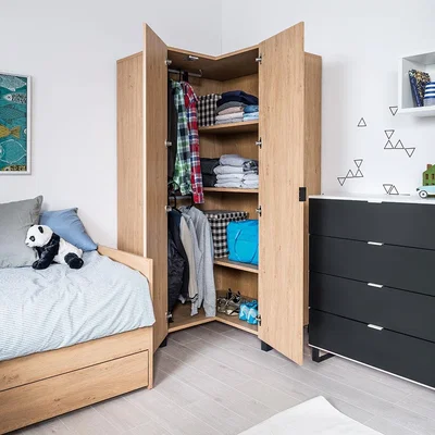 Cuckooland Vox Simple Customisable Corner Wardrobe - Grey