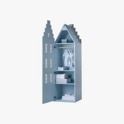 Cuckooland Amsterdam Stair Gable Wardrobe in Pastel Colours - Blue Pastel