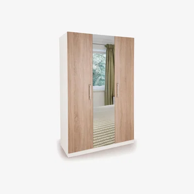 Dunelm Euston Triple Wardrobe, White & Mirrored White/Natural