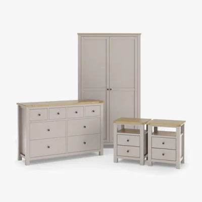 Dunelm Olney Stone Wide Chest, Double Wardrobe & Bedside Tables Bundle