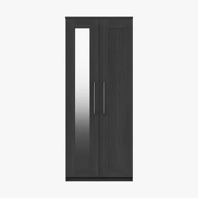 Dunelm Ethan Graphite 2 Door Wardrobe with Mirror Grey