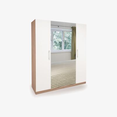 Dunelm Hyde 4 Door Wardrobe, White & Mirrored White/Natural