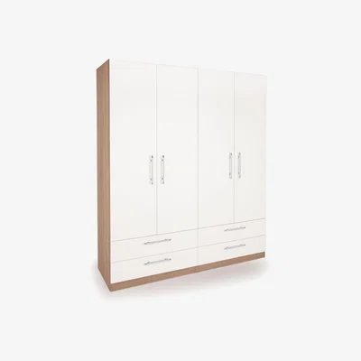 Dunelm Hyde 4 Door 4 Drawer Wardrobe White/Natural