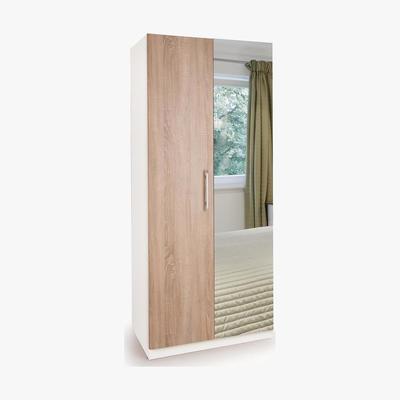 Dunelm Euston Mirrored Double Wardrobe White/Natural
