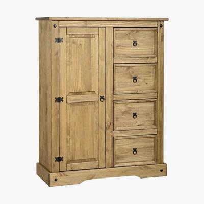 Dunelm Corona Pine Single 4 Drawer Wardrobe Brown
