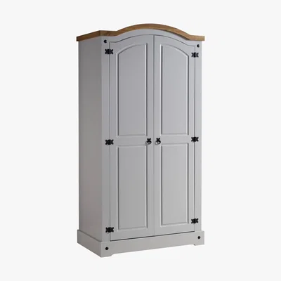 Dunelm Corona Grey 2 Door Curved Top Wardrobe Grey