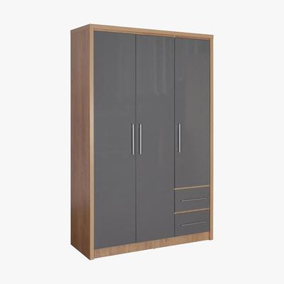 Dunelm Seville 3 Door 2 Drawer Grey Wardrobe Grey