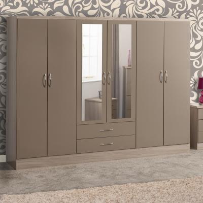 Dunelm Return - Nevada 6 Drawer 2 Door Wardrobe, Oyster Nevada Natural
