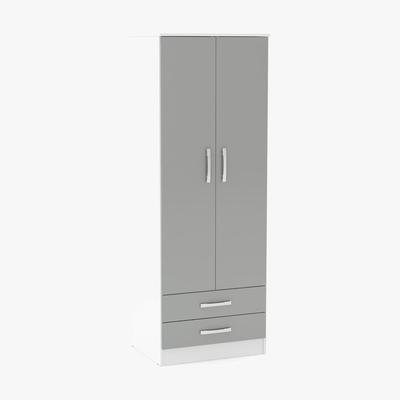 Dunelm Lynx White and Grey Double Wardrobe Grey