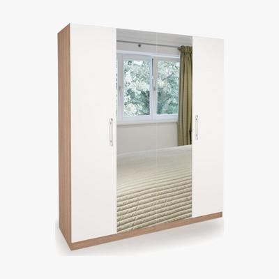 Dunelm Hyde 4 Door Mirrored Wardrobe White/Natural