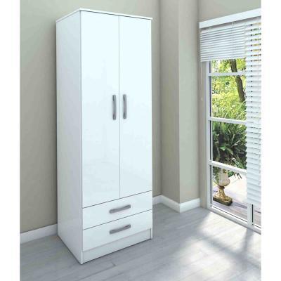 Dunelm Lynx White 2 Door Combi Wardrobe White