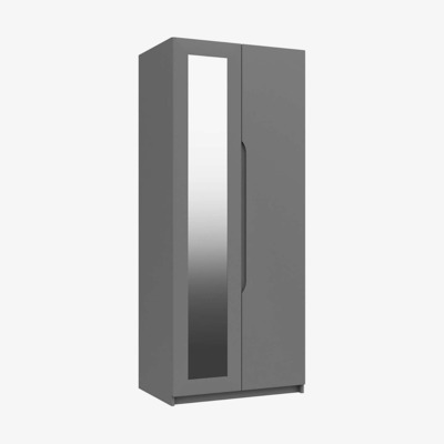 Dunelm Legato 2 Door Mirrored Wardrobe Dark Grey