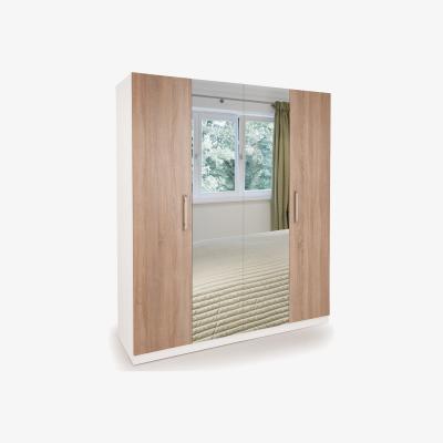 Dunelm Euston 4 Door Mirror Wardrobe White and Brown
