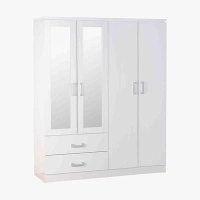 Dunelm Charles White 4 Door 2 Drawer Mirrored Wardrobe White