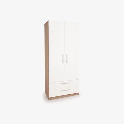 Dunelm Hyde 2 Drawer Double Wardrobe White/Natural
