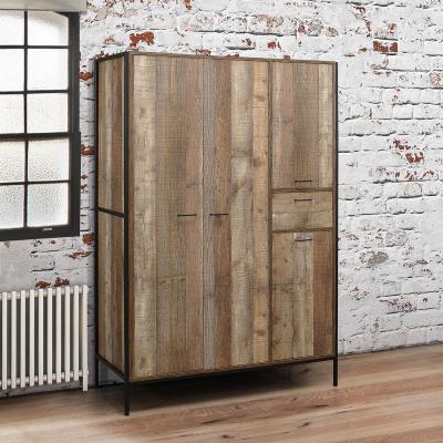 Dunelm Urban Rustic 4 Door 1 Drawer Wardrobe Brown