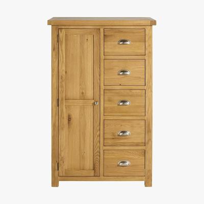 Dunelm Woburn Oak 1 Door 5 Drawer Wardrobe Brown