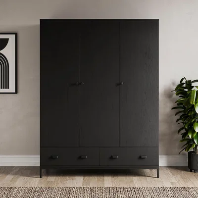 Dunelm Fulton Triple Wardrobe Fulton Black Oak