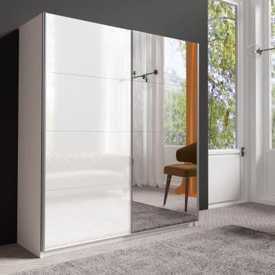Dunelm Lincoln 180cm Sliding Gloss Mirrored Wardrobe White