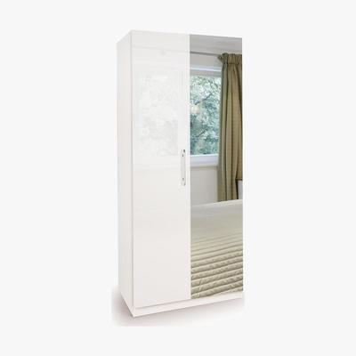 Dunelm Angel High Gloss 2 Door Mirror Wardrobe White