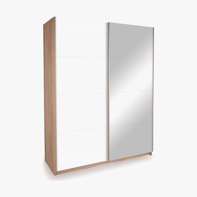 Dunelm Ellum White Gloss and Oak Sliding Wardrobe White