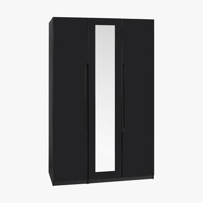 Dunelm Legato Black 3 Door Mirrored Wardrobe Black