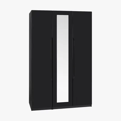 Dunelm Legato Black 3 Door Mirrored Wardrobe Black
