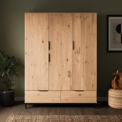 Dunelm Reynolds Triple Wardrobe Rustic Oak Effect