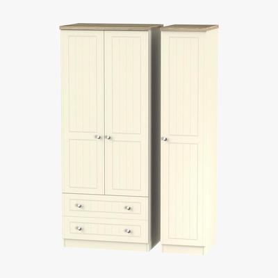 Dunelm Vienna Triple 2 Drawer Wardrobe Cream
