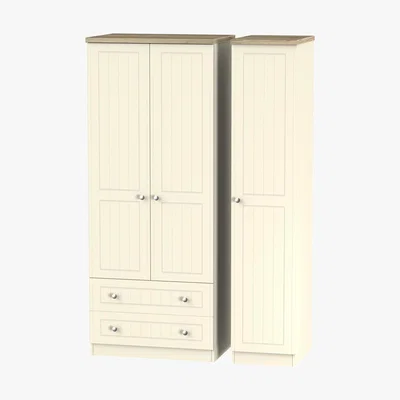 Dunelm Vienna Triple 2 Drawer Wardrobe Cream