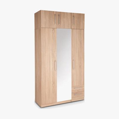 Dunelm Holborn Plus Triple 2 Drawer Mirrored Wardrobe Natural