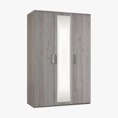 Dunelm Minnesota Grey Oak 3 Door Mirrored Wardrobe Grey