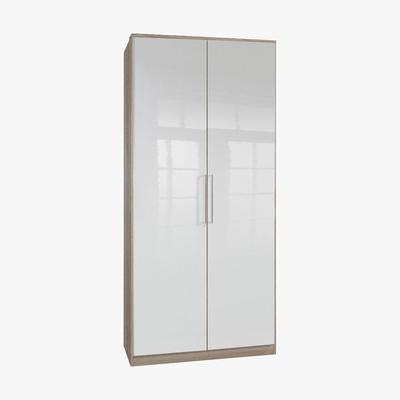 Dunelm Greven (Gamma) Oak and White Gloss 2 Door Wardrobe White