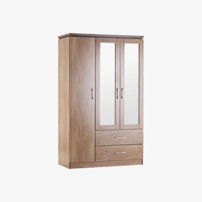 Dunelm Charles 3 Door Mirrored Wardrobe Natural