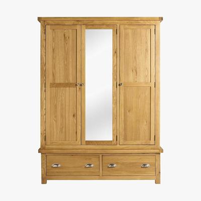 Dunelm Woburn Oak 3 Door 2 Drawer Wardrobe Brown